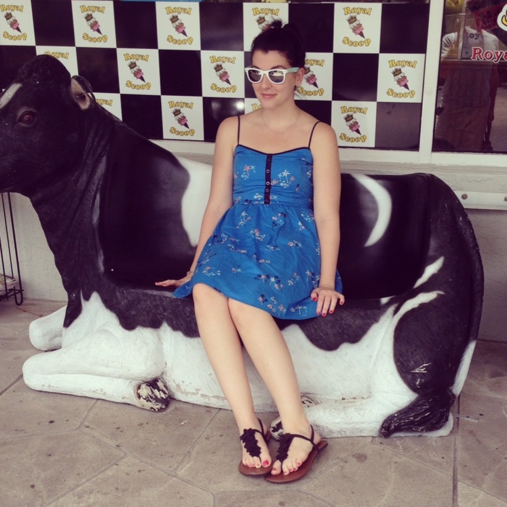 <LC Lauren Conrad> Blue Dress with Palm Trees 🌴